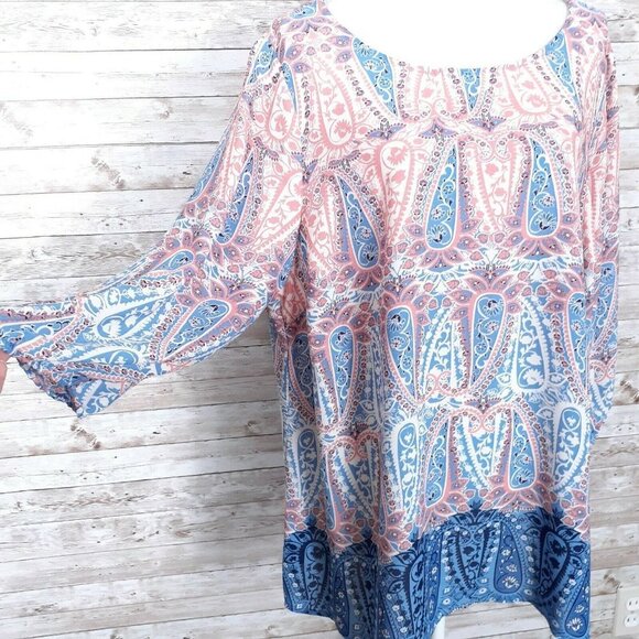 Lily Black Blouse 2X Top Paisley 809 - Picture 2 of 6